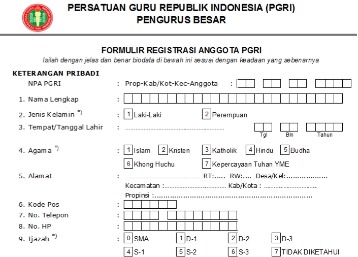 Pendaftaran PGRI Cakung - Persatuan Guru Republik Indonesia Cabang Cakung